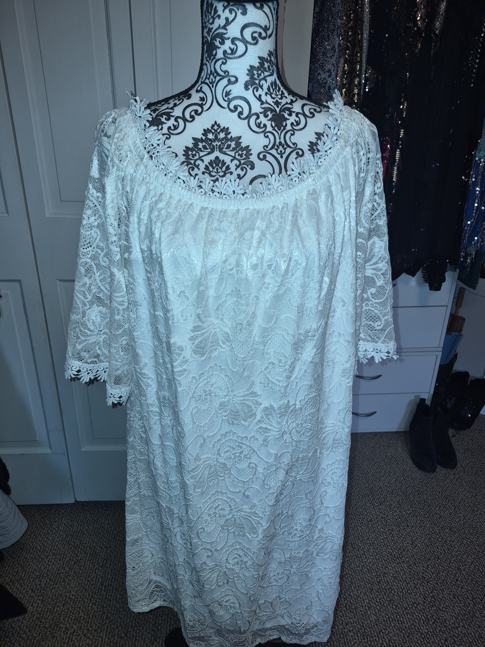 NWT - Miholl White Lace Off-Shoulder Dress - XXL